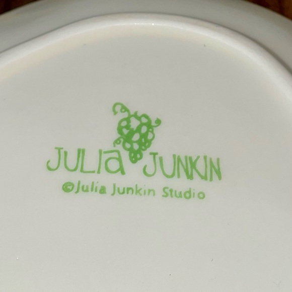 VTG Julia Junkin Studio Snack Dessert Plates Wine Themed Set of 2 Yellow Vino - Picture 5 of 6